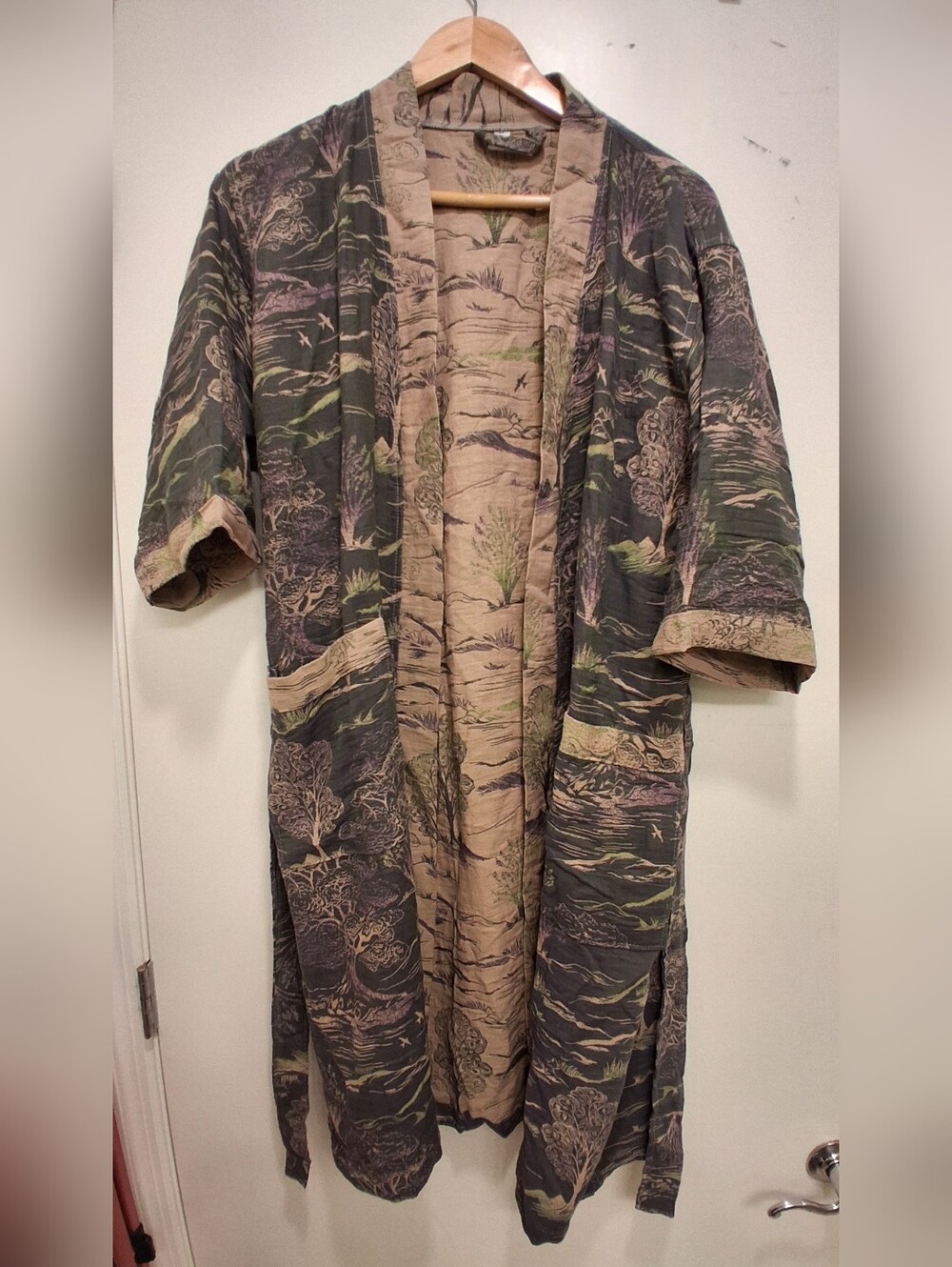 9100% Cotton Robe Robe Kimono Women's M Gauze Woven Nature Oriental Naturalist
